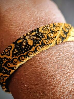 Handmade Cloth Cuff Bracelet w/ Bohemian Chic Indie Artistic Warm Vibe 2.5"